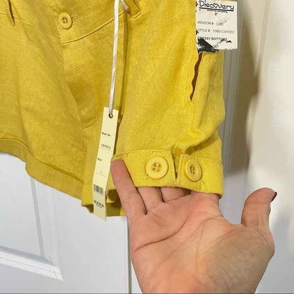 Nana Fashion Linen Blend Yellow Mustard Shorts size L - Picture 3 of 6